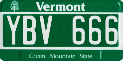 VT license plate YBV666