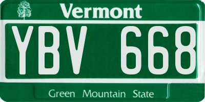 VT license plate YBV668