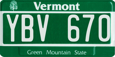 VT license plate YBV670