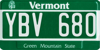 VT license plate YBV680