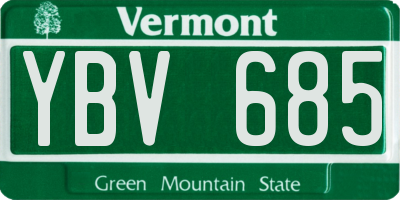 VT license plate YBV685