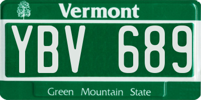 VT license plate YBV689