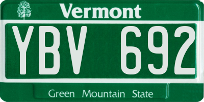 VT license plate YBV692