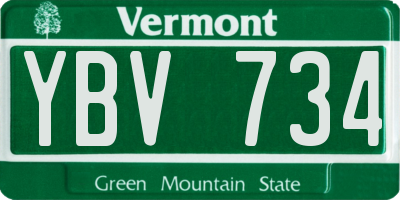 VT license plate YBV734