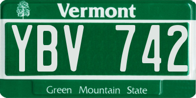 VT license plate YBV742