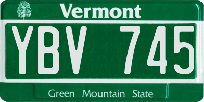 VT license plate YBV745