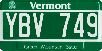 VT license plate YBV749