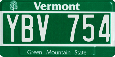 VT license plate YBV754