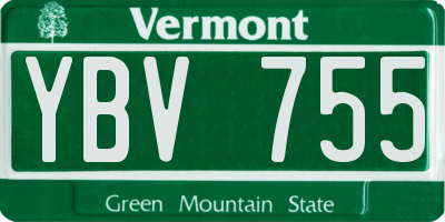 VT license plate YBV755