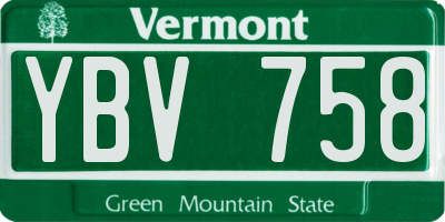 VT license plate YBV758