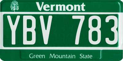 VT license plate YBV783