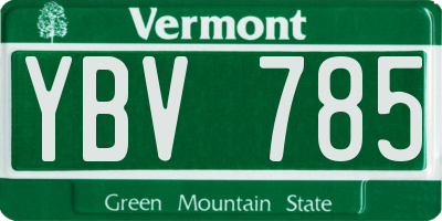 VT license plate YBV785