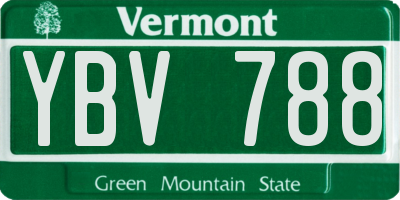 VT license plate YBV788