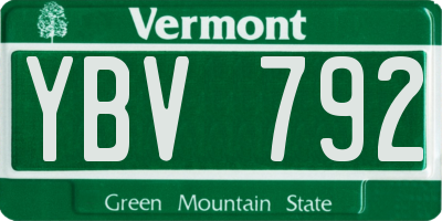 VT license plate YBV792