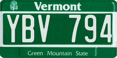 VT license plate YBV794
