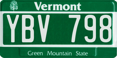 VT license plate YBV798