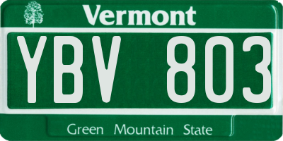 VT license plate YBV803