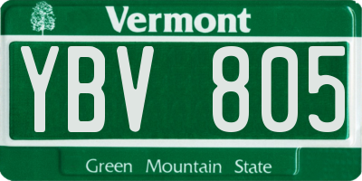 VT license plate YBV805
