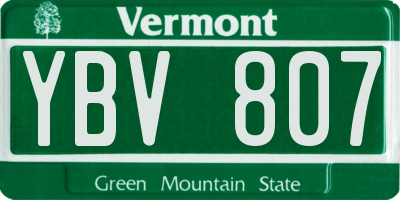 VT license plate YBV807
