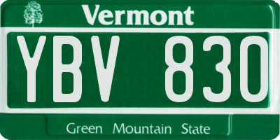 VT license plate YBV830