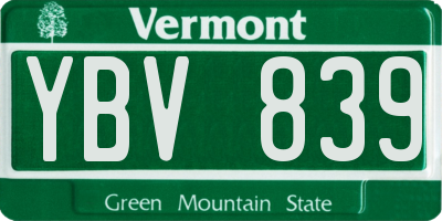 VT license plate YBV839
