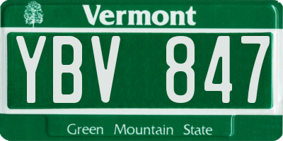 VT license plate YBV847
