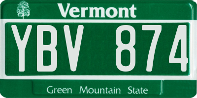 VT license plate YBV874