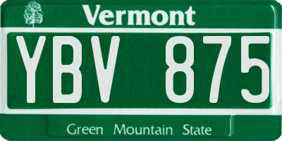 VT license plate YBV875