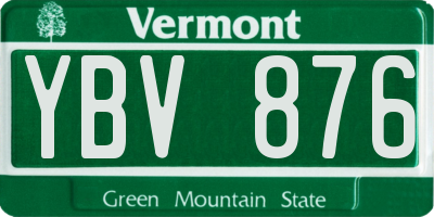 VT license plate YBV876