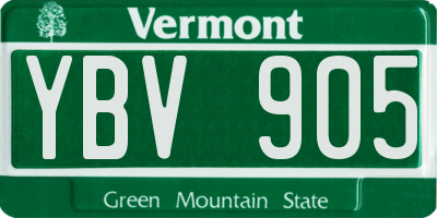 VT license plate YBV905