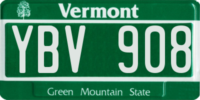 VT license plate YBV908