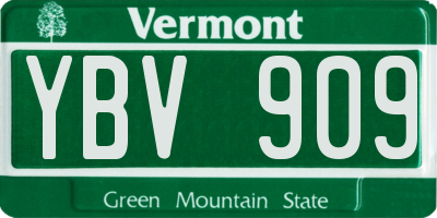VT license plate YBV909