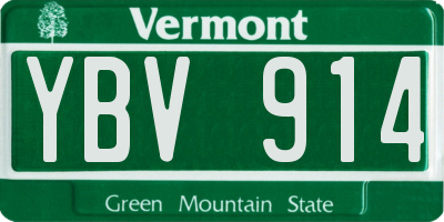 VT license plate YBV914