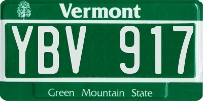 VT license plate YBV917