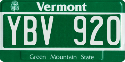 VT license plate YBV920