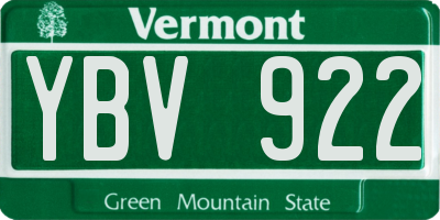VT license plate YBV922