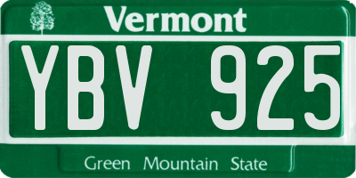 VT license plate YBV925