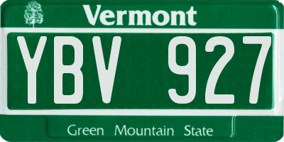 VT license plate YBV927