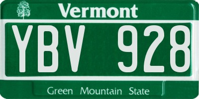 VT license plate YBV928