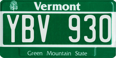 VT license plate YBV930