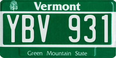 VT license plate YBV931