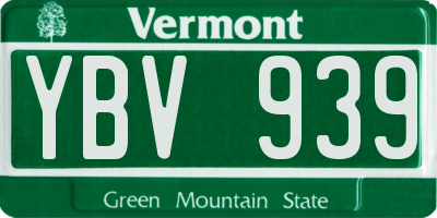 VT license plate YBV939