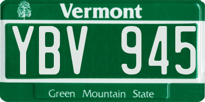 VT license plate YBV945