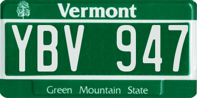 VT license plate YBV947