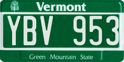 VT license plate YBV953