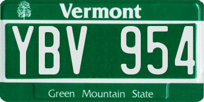 VT license plate YBV954