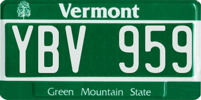 VT license plate YBV959