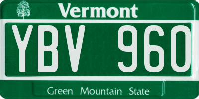 VT license plate YBV960