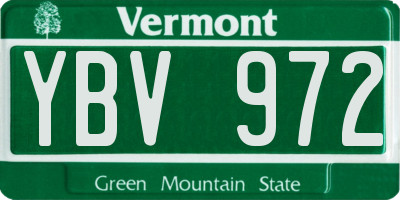 VT license plate YBV972