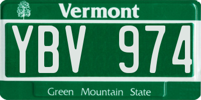 VT license plate YBV974
